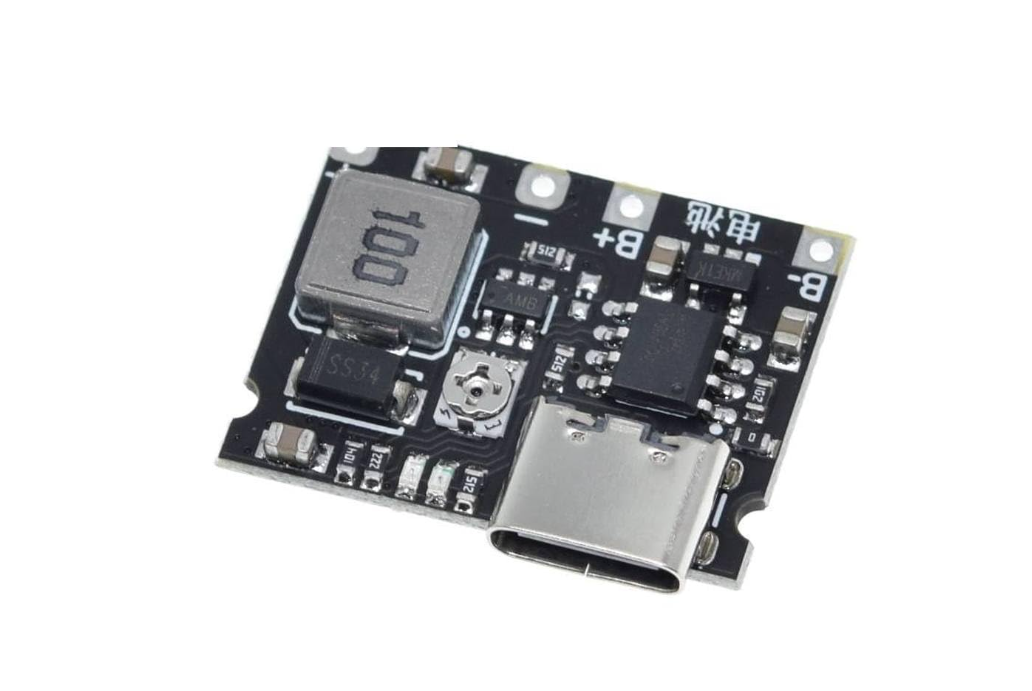 USB-C Li-ion Charger with Step-Up Boost Module (TP4056, 18650)