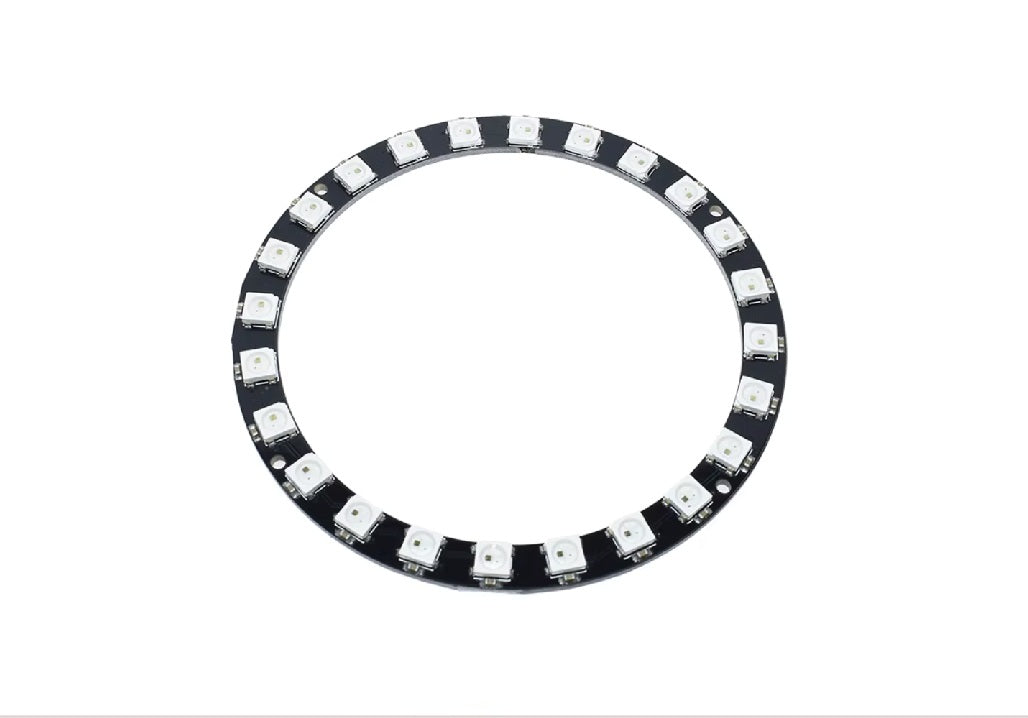 24-LED WS2812B RGB ring on a black PCB