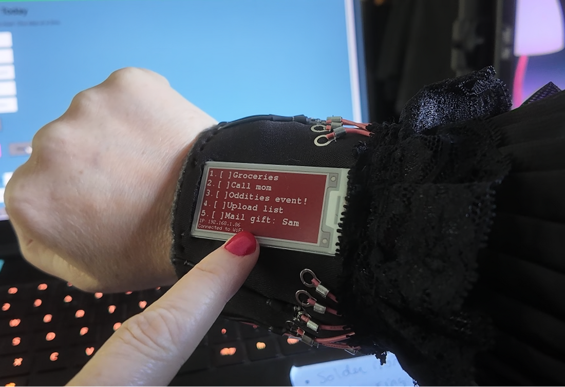 E-Paper To-Do List wearable project components laid out