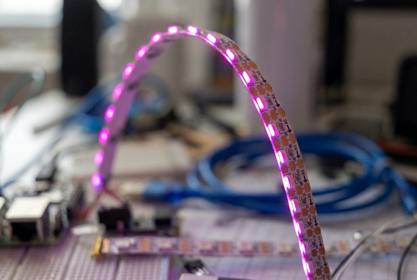 Side-emitting RGB LED strip, 10 addressable pixels