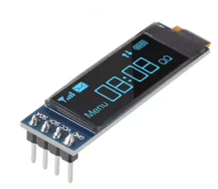 Digital display module with blue LED digits on a white background