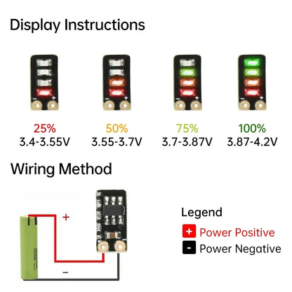 Battery indicator LED levels and wiring diagram