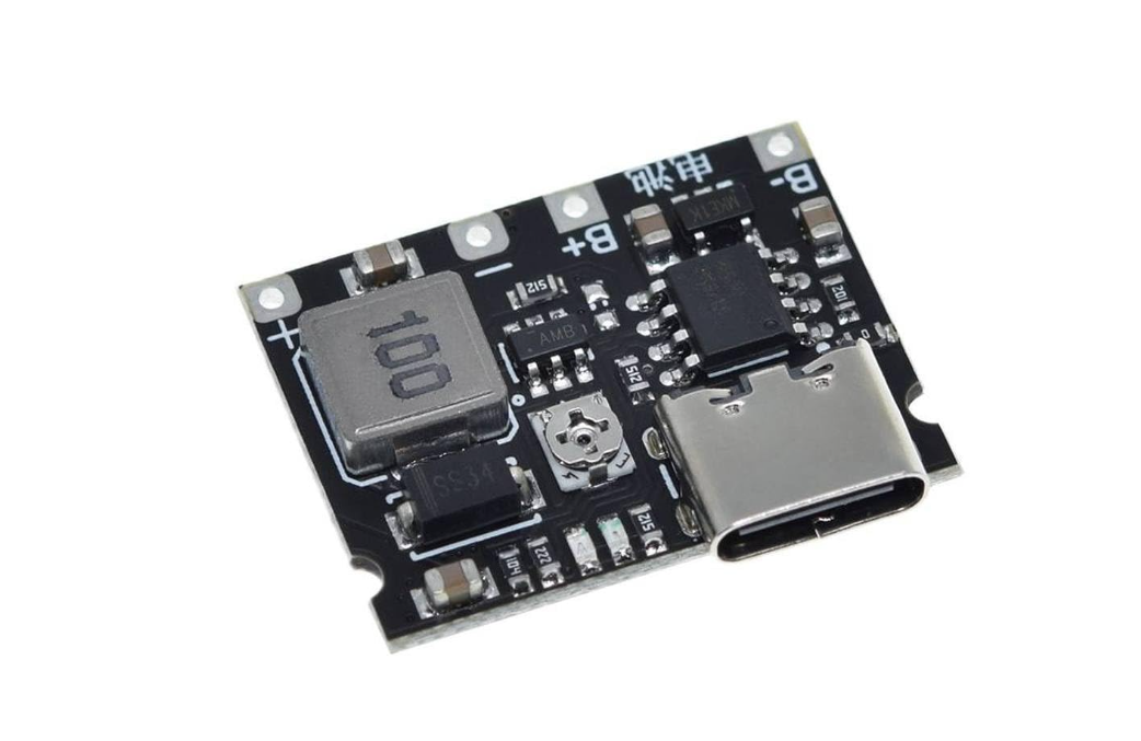 USB-C Li-ion Charger with Step-Up Boost Module (TP4056, 18650)