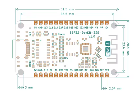 White ESP32-WROOM-32E Development Board 30-Pin (USB-C)