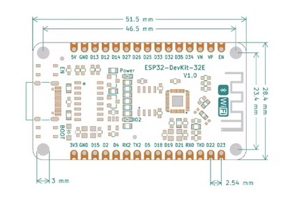 White ESP32-WROOM-32E Development Board 30-Pin (USB-C)