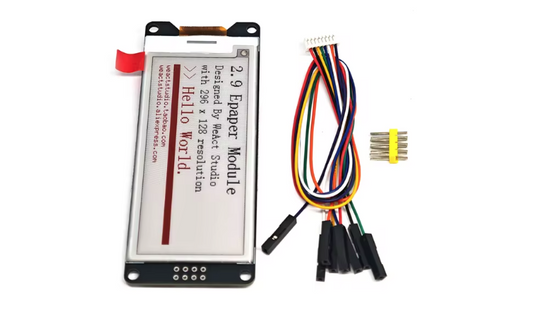 E-paper display module with connectors on a white background