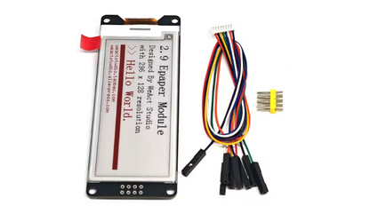 E-paper display module with connectors on a white background