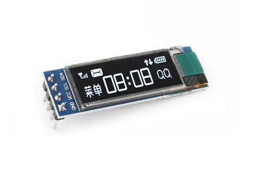 Small electronic display module on a white background