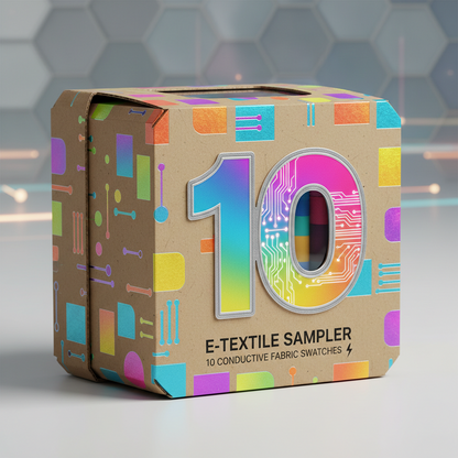The BIG 10, small sizes! TEN, 10 x 10cm conductive fabric samples