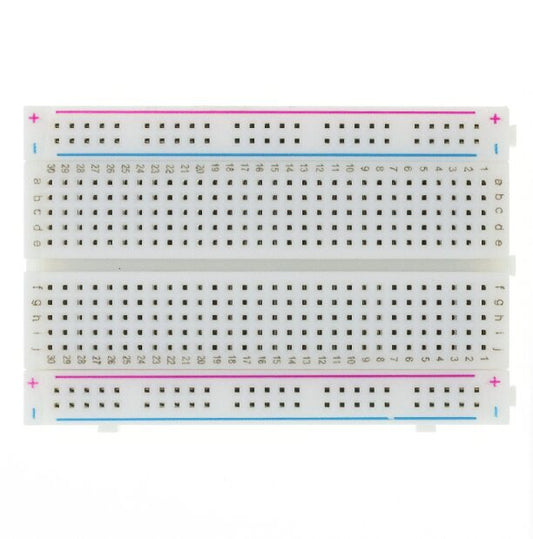White half-size breadboard, top view