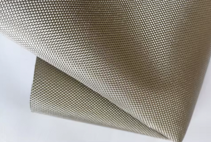 Folded edge of durable Oxford conductive fabric showing the weave