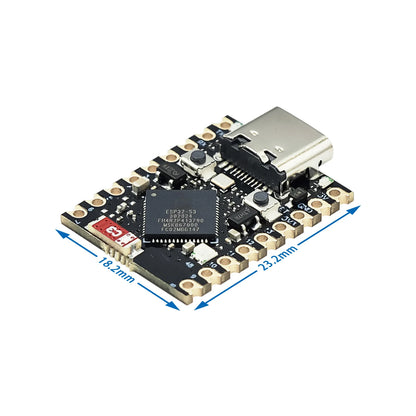Electronic component board with dimensions labeled on a white background
