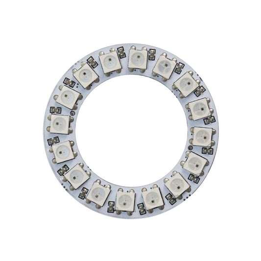 16-LED WS2812B RGB ring on a white PCB