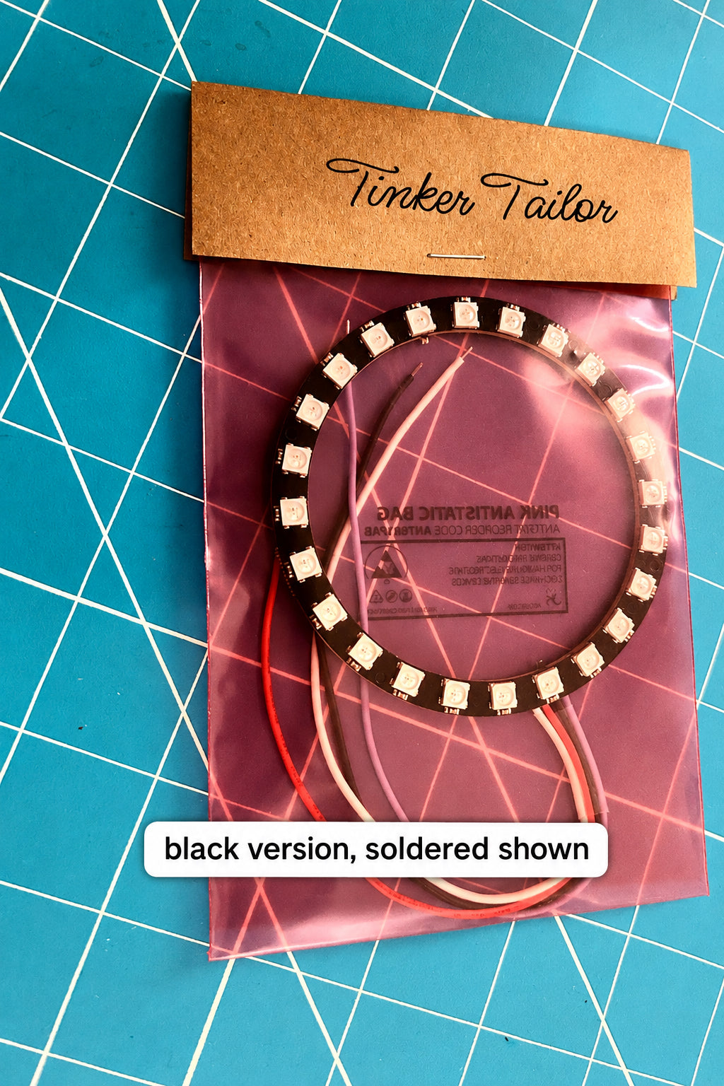 24-LED WS2812B ring in a Tinker Tailor kraft bag